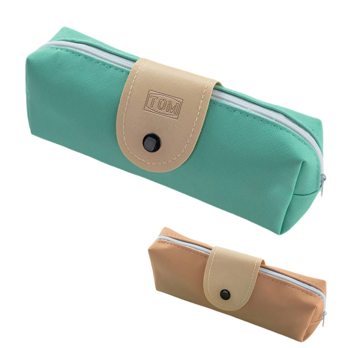 Simple button PU large capacity student stationery bag 1