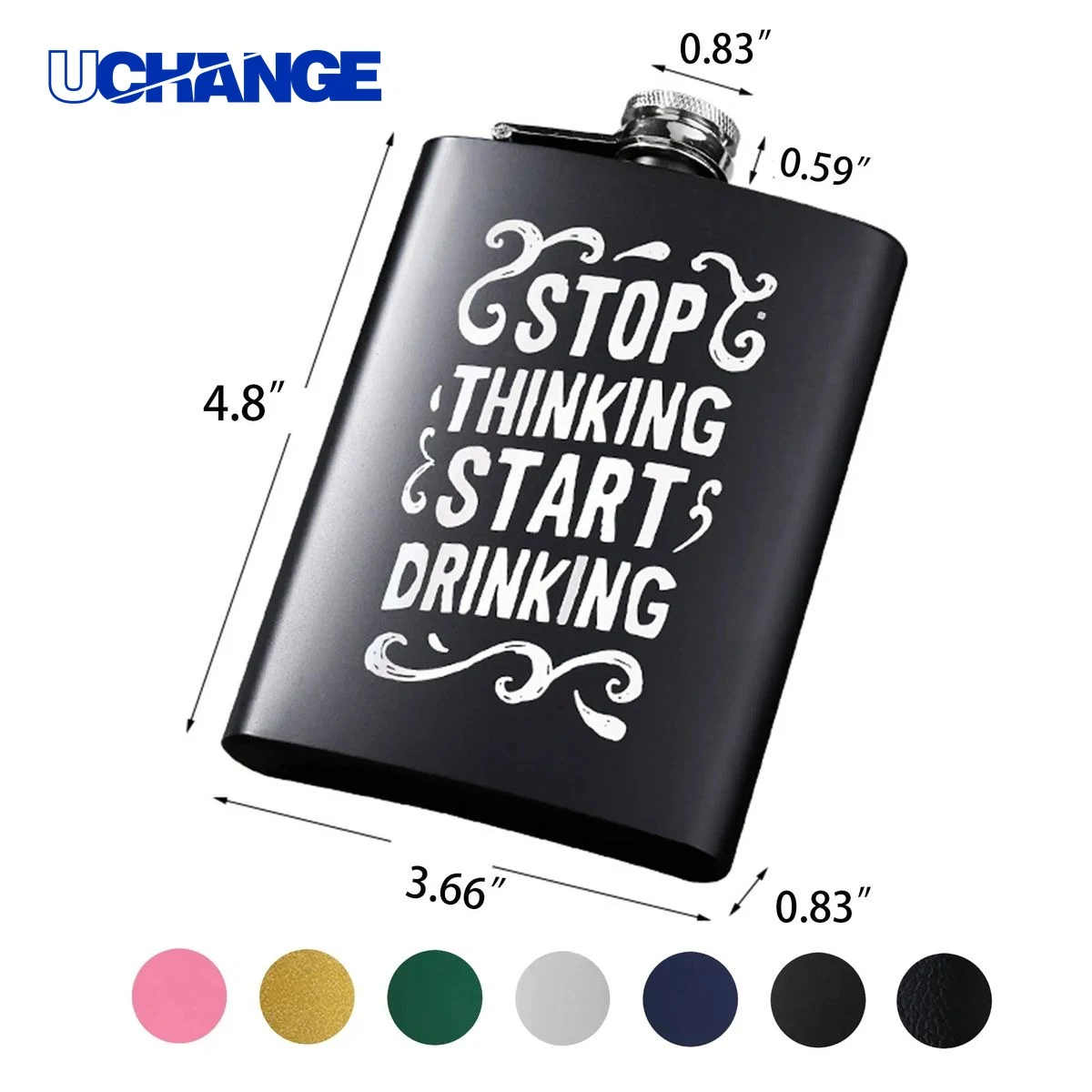 Stainless Steel Leakproof Thin Flask Container (8 Oz), custom water bottle with logo imprint 1