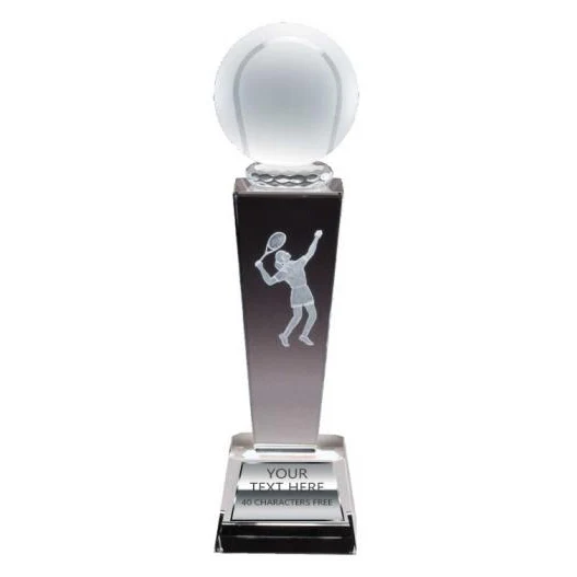 Crystal Tower Tennis Female Award 9x2.5" 1