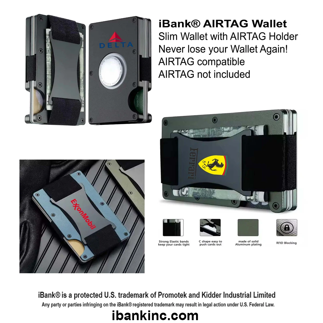 iBank ® AirTag-Compatible Slim Metal Wallet 1