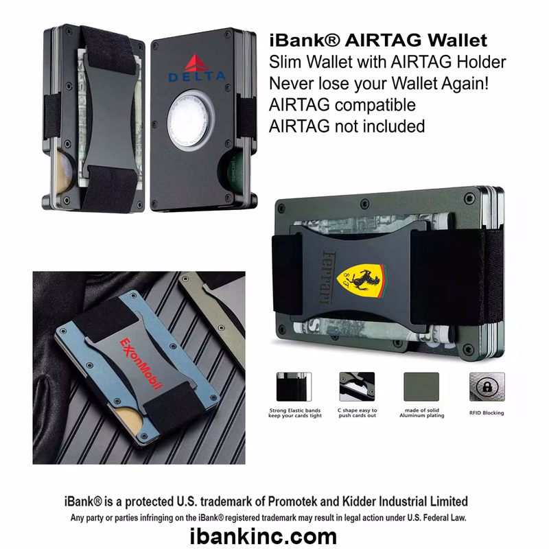iBank ® AirTag-Compatible Slim Metal Wallet