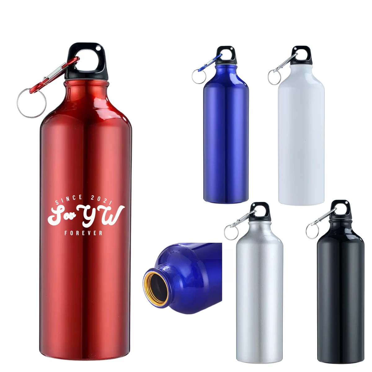 20oz Aluminum Outdoor Drink Bottle With Hook, custom water bottle with logo imprint 1