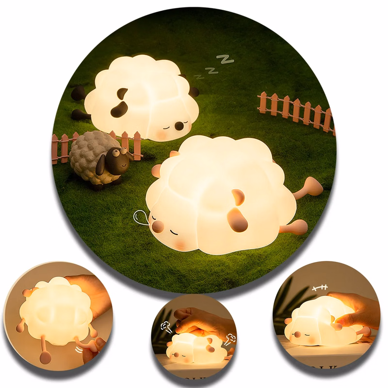 Food Grade Silicone Squishy Sheep LED Lamp
