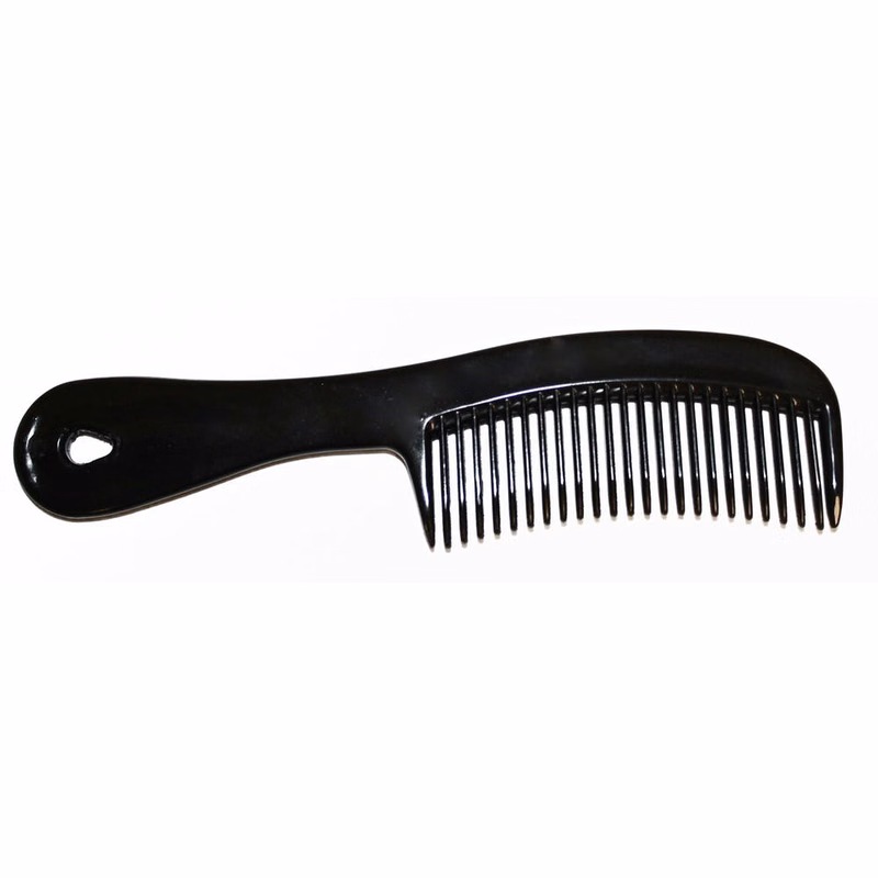 Hair Comb with Handle - Black 6.5"