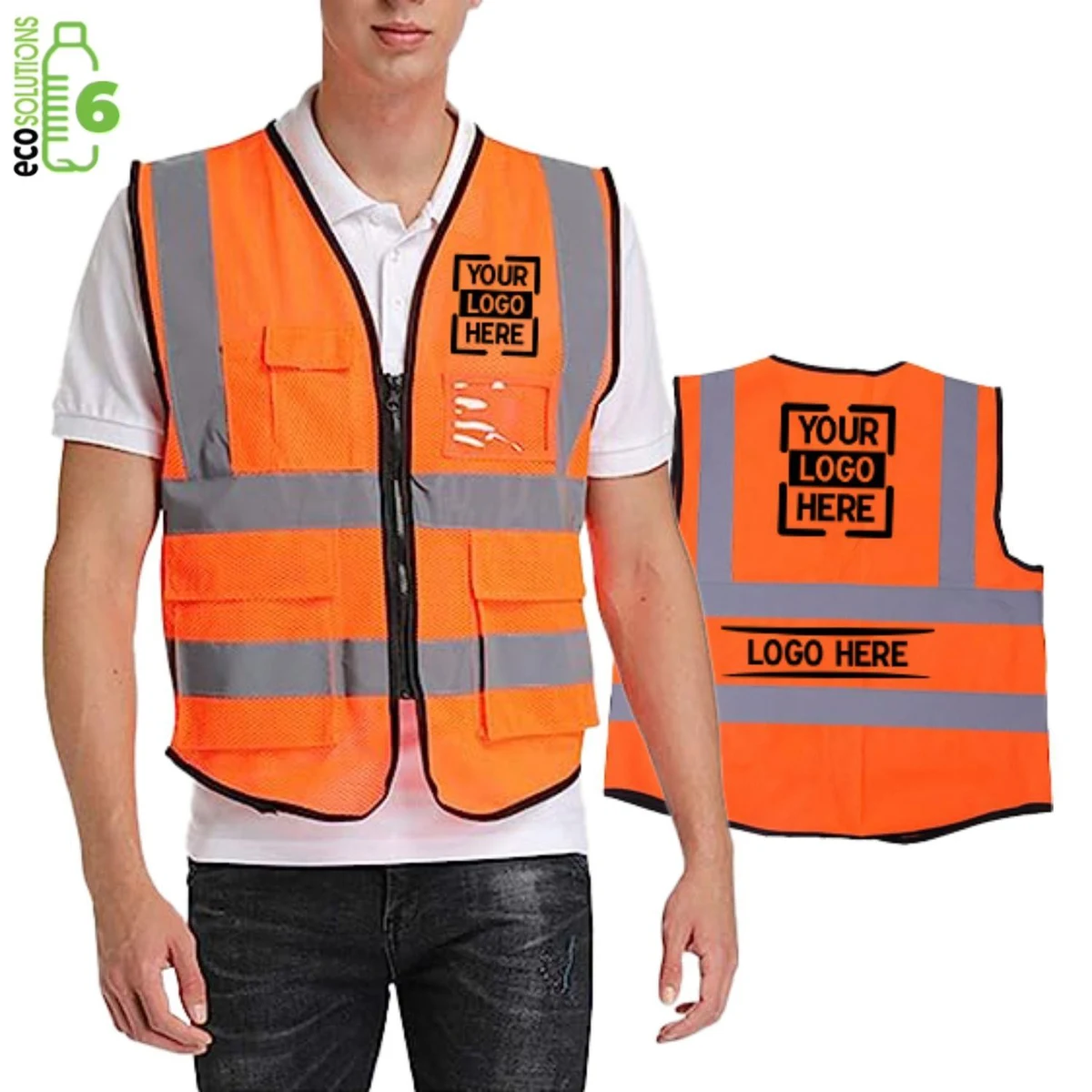 Class 2 Recycled Reflective Safety Vest with 5 Pockets 1