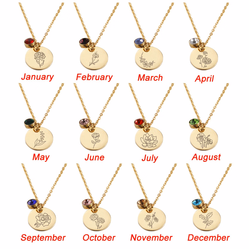 Birth Month Flower Name Necklace