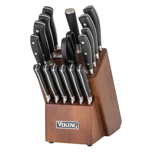 Viking 17-Piece Cutlery Set with Light Walnut Color Block 1