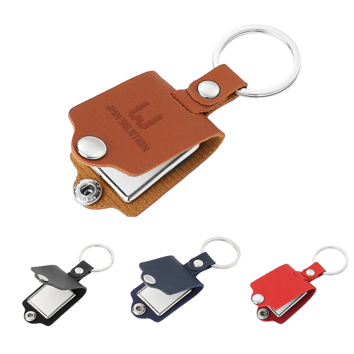 Compact Metal PU Leather Keychain 1