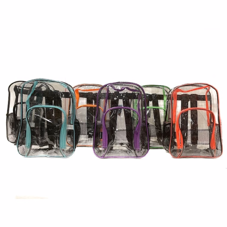 17" Clear Backpacks - 6 Trim Colors