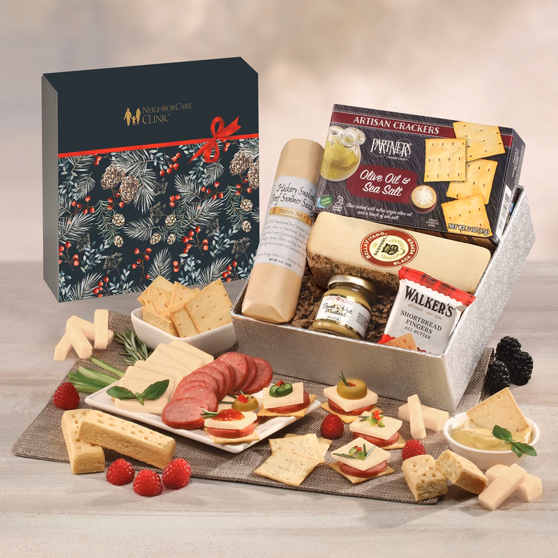 Snack Lover's Gift Box with Pine Boughs & Berries Sleeve