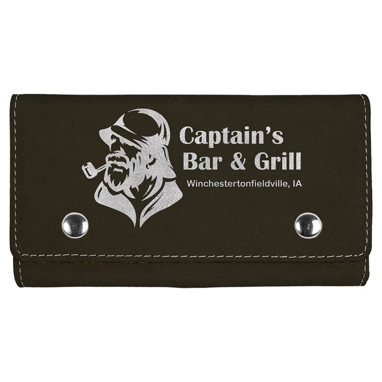 Black/Silver Leatherette Card & Dice Set 1