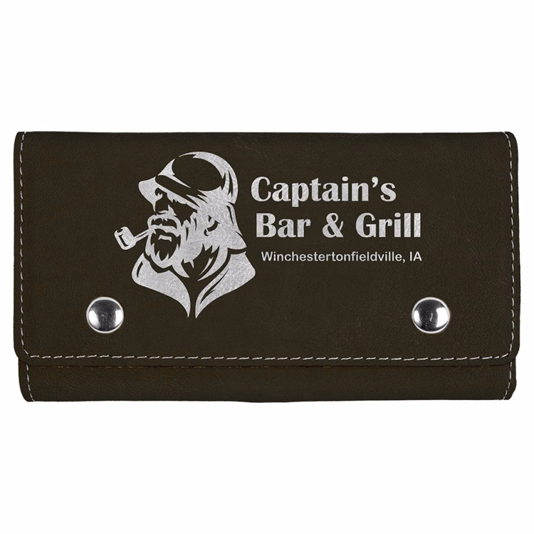 Black/Silver Leatherette Card & Dice Set
