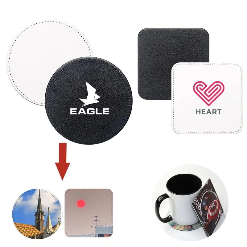Custom Heat Transfer PU Leather Blank Coasters 1