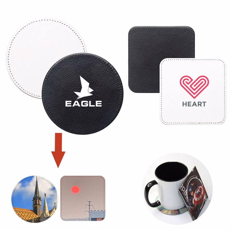 Custom Heat Transfer PU Leather Blank Coasters