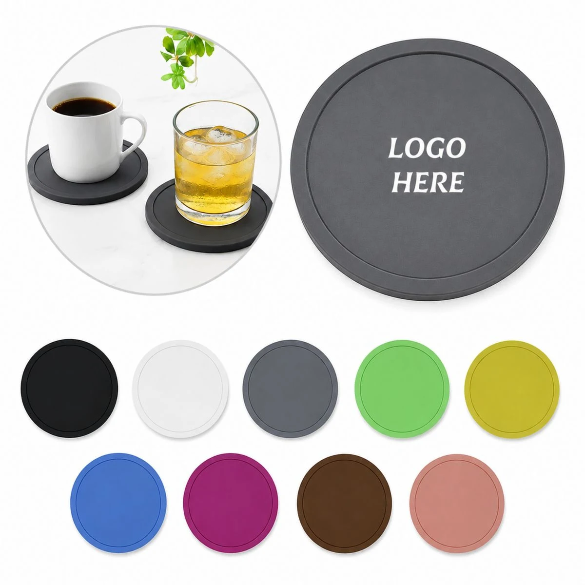 Custom Round Silicone Beverage Coaster 1