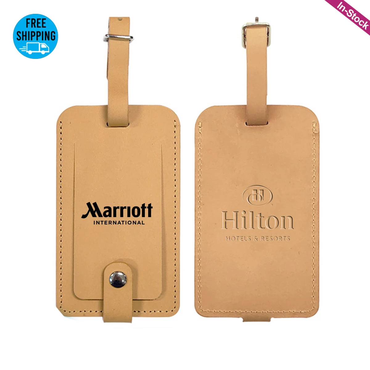 Genuine Leather Luggage Tags with Snap 1