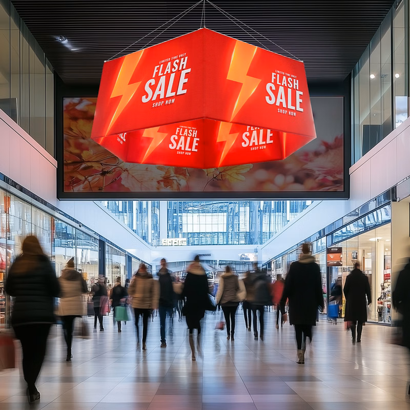 Skytube Hexagon Hanging Sign (10' x 5') Double Sided - Graphic & Hardware Combo