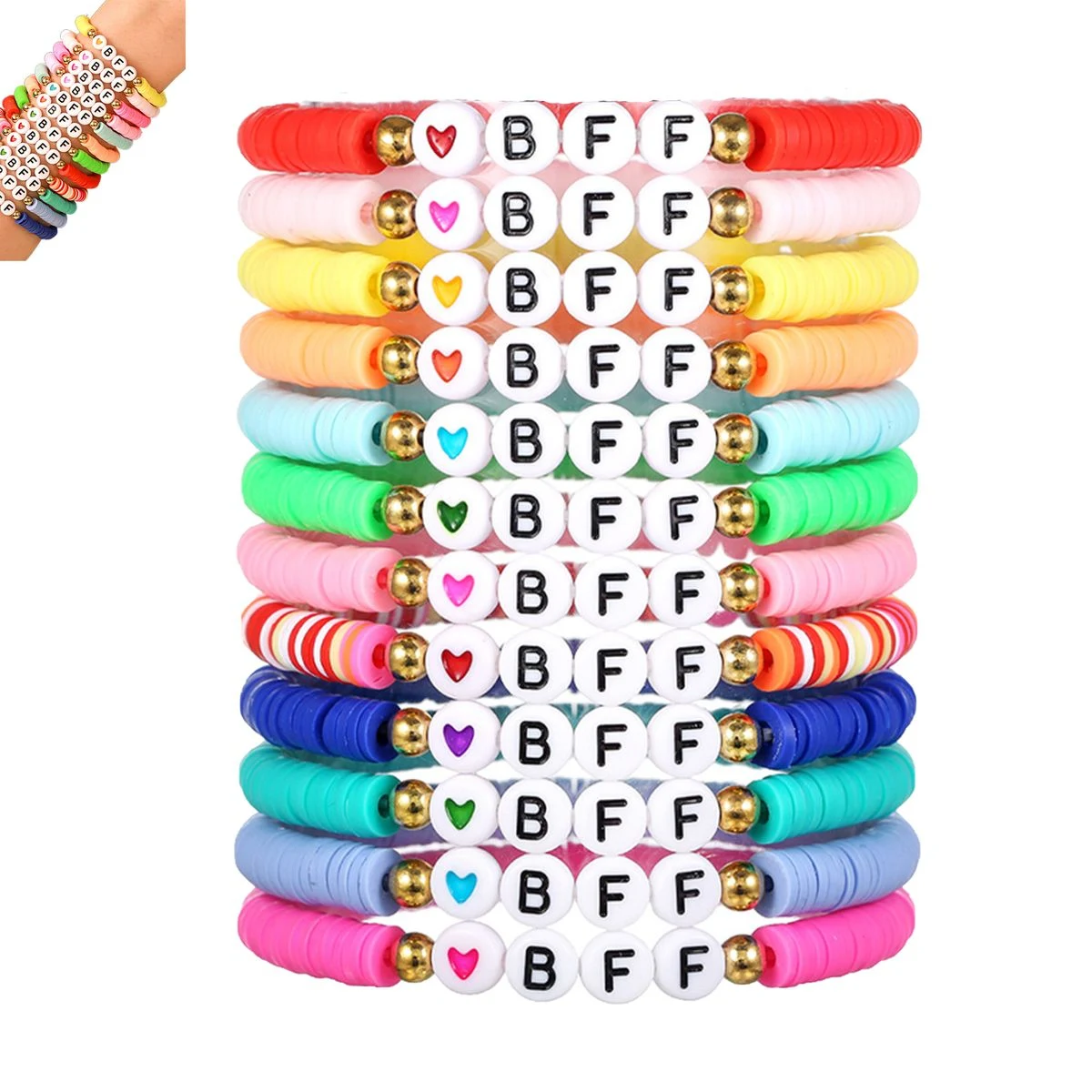 Custom Colorful Stretch Letter Beaded Friendship Bracelets 1