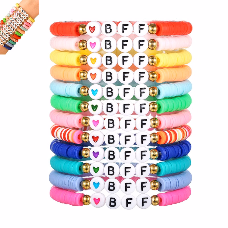Custom Colorful Stretch Letter Beaded Friendship Bracelets