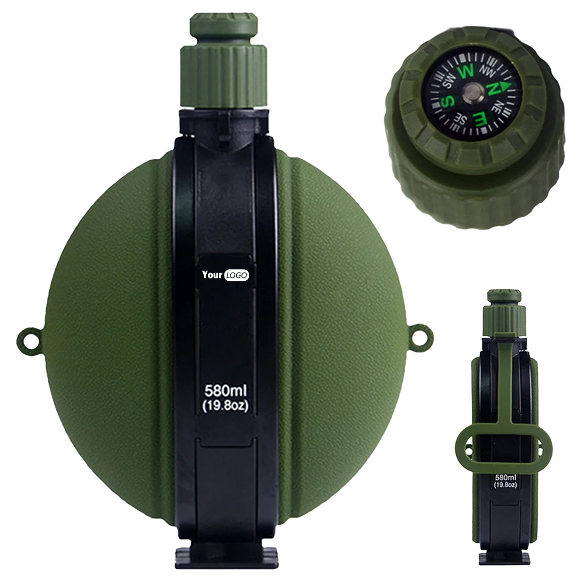 Silicone Foldable Sports Kettle With Compass 1