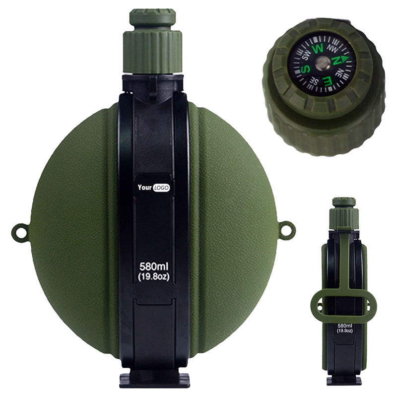 Silicone Foldable Sports Kettle With Compass