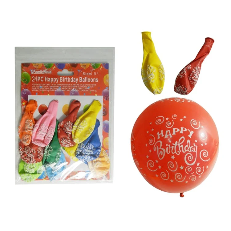 Happy Birthday Balloons - 24 Count 9" Assorted 1