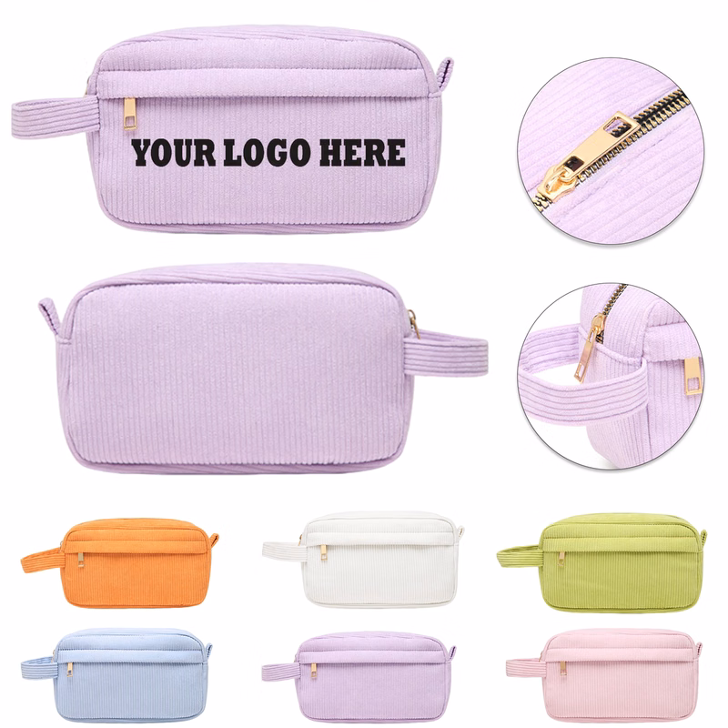 Polyester Corduroy Makeup Bag with Large Capacity
