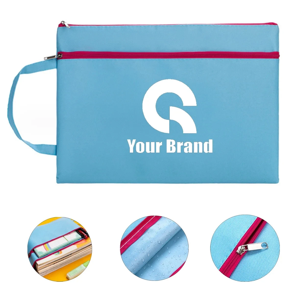 Portable A4 Handle Zipper File Bags All Over Printing 1