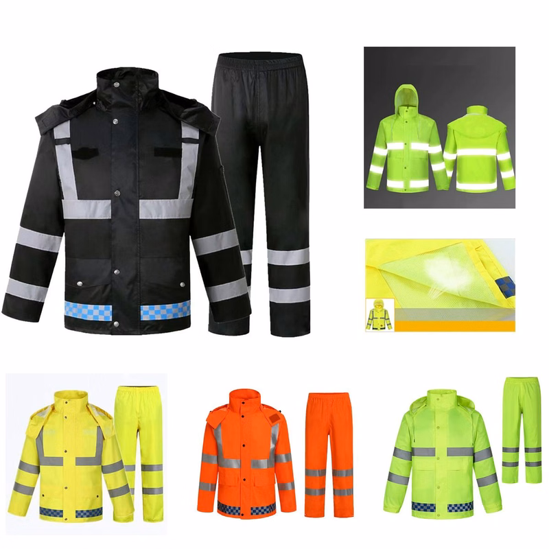Oxford Raincoat Reflective Suit Rain Pants Jacket with Pocket