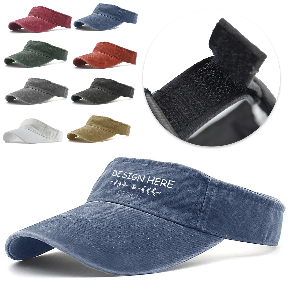 Cotton Empty Top Sun Visor Hat Adjustable Cap 1