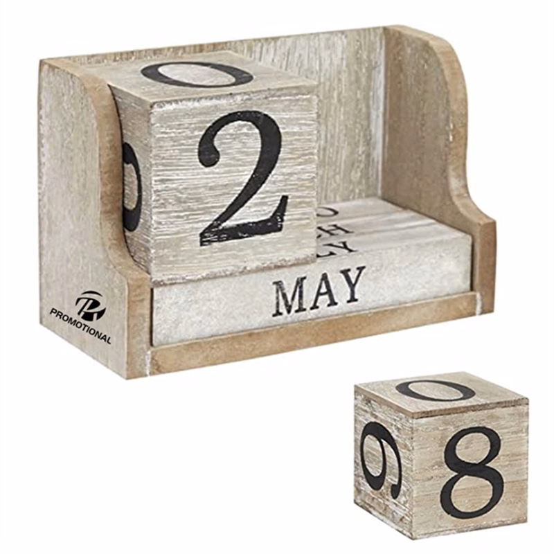 Wooden Perpetual Block Calendar for Desk