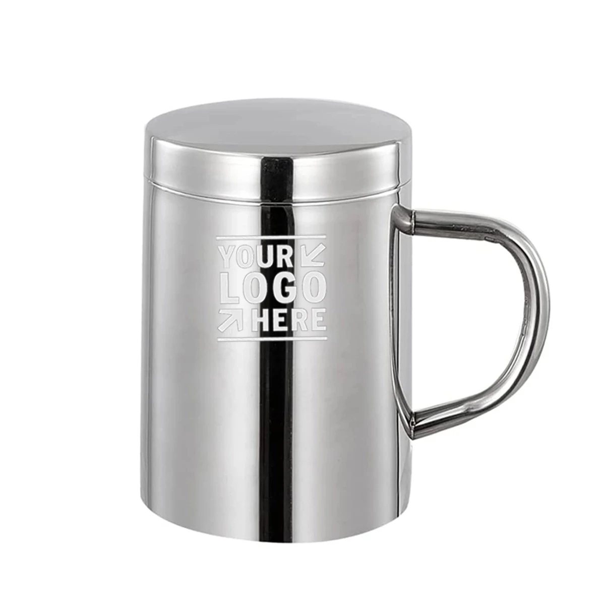 Stainless Steel Coffee Mug With Lid And Handle 1
