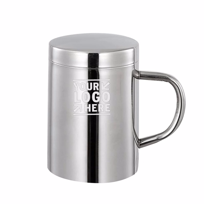 Stainless Steel Coffee Mug With Lid And Handle