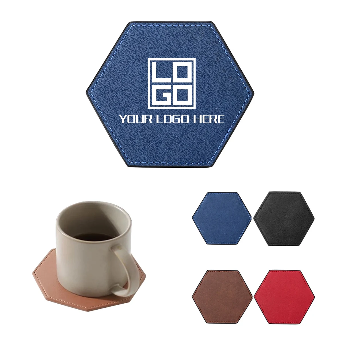 PU Leather Insulated Pentagon Coaster MOQ50pcs 1