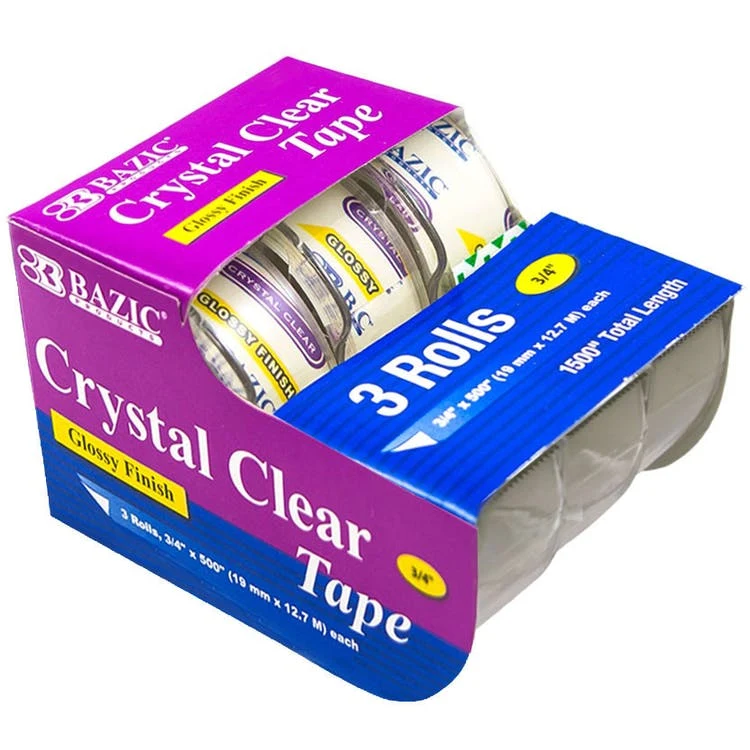 Crystal Clear Tape - 3 Pack 3/4" x 500" 1