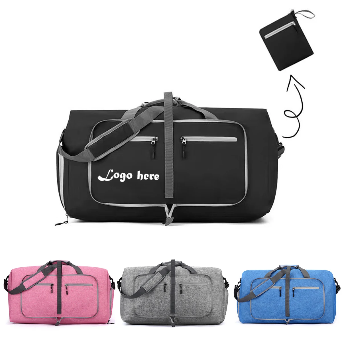 Travel Duffel Bag with Shoe Pocket - Foldable Design 1