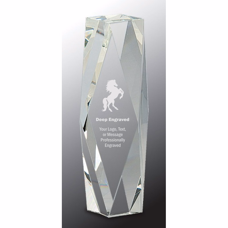 8" Clear Crystal Facet Tower Award