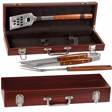 3 Piece Rosewood BBQ Set in Rosewood finish Case