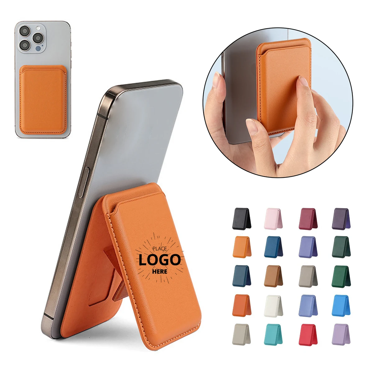 Magnetic Leather Card Wallet with Stand for Phone Back 1