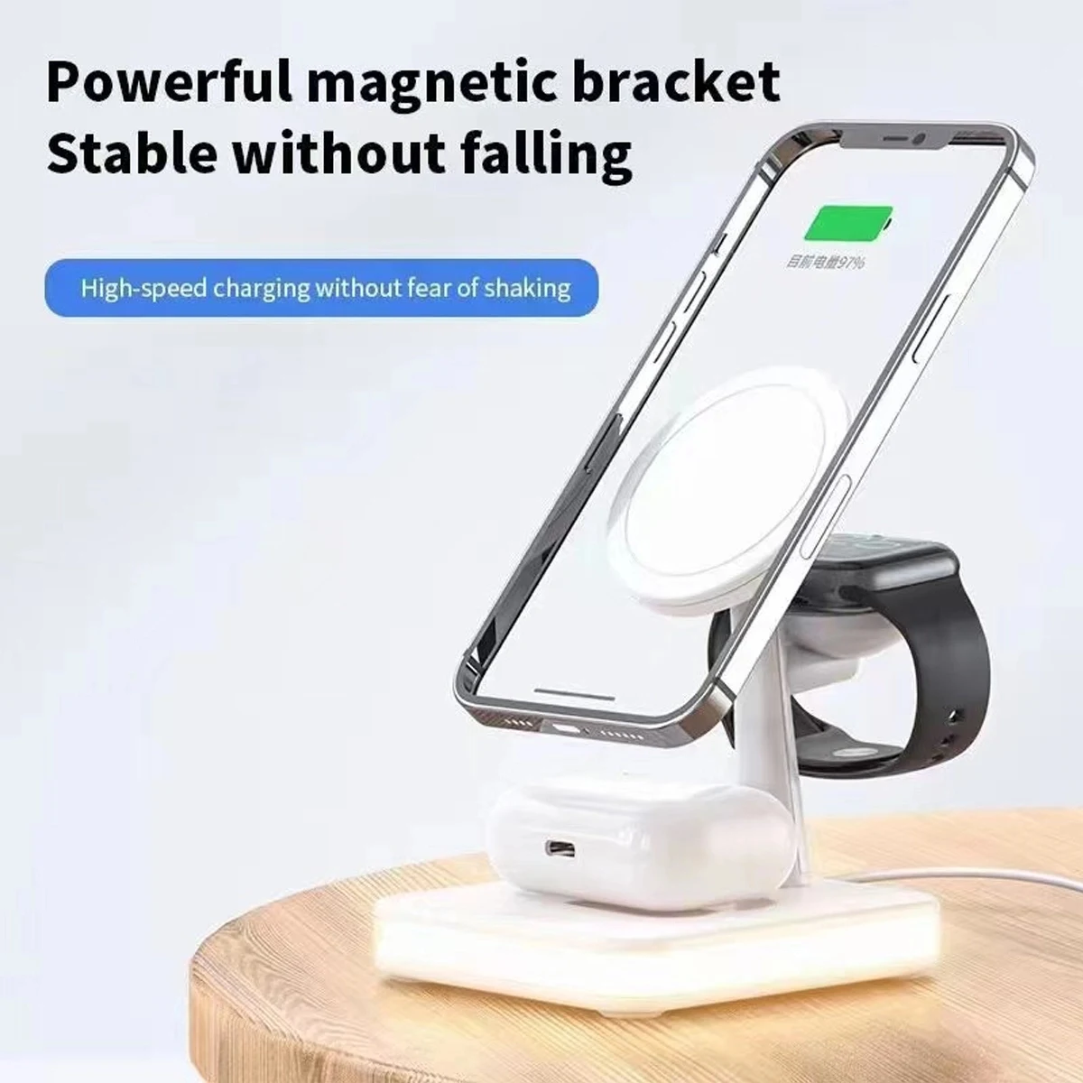 15W 4 in 1 Magnetic Wireless Charger Fast Charging Station 1