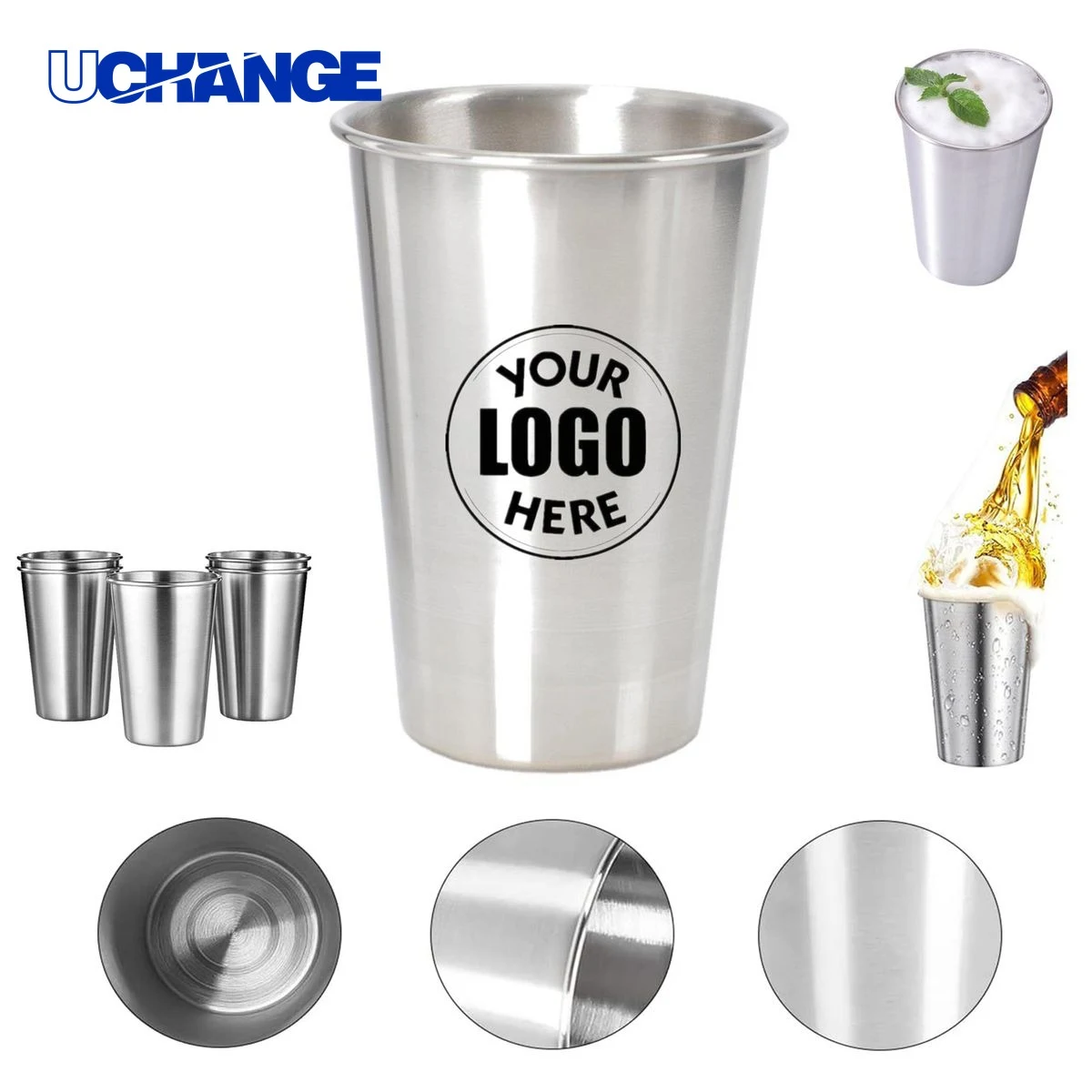 304 Stainless Steel 16oz Pint Drinking Cup 1