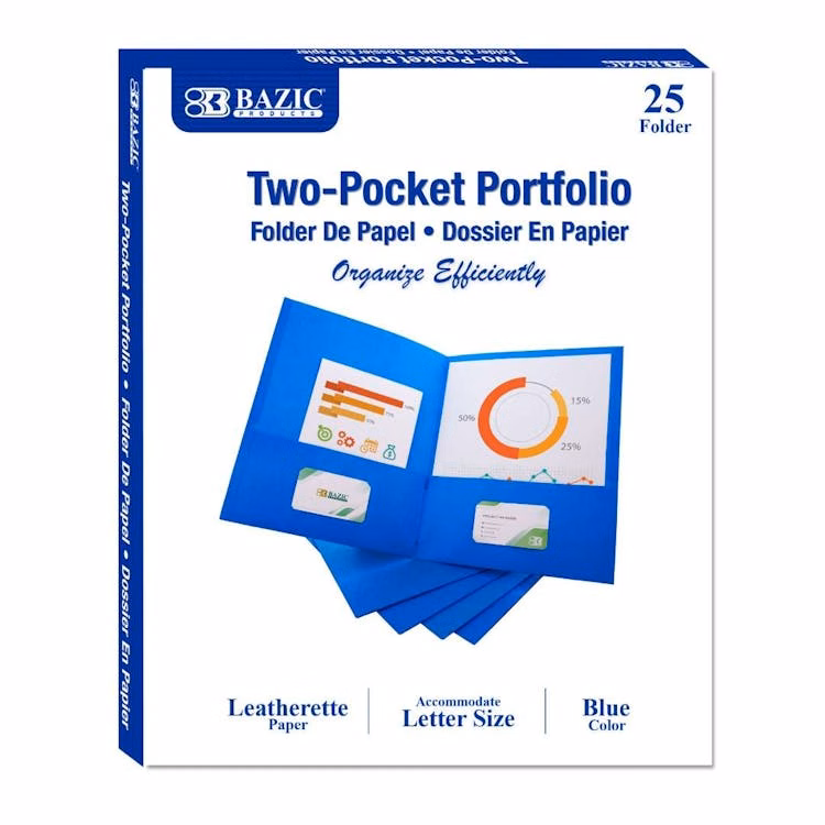 2 Pocket Folders - Blue 25 Pack