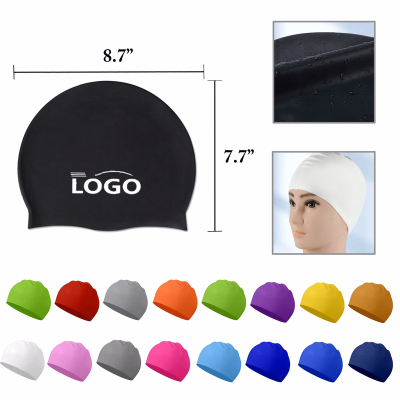 MOQ50 Unisex Silicone Swim Cap Waterproof 50g