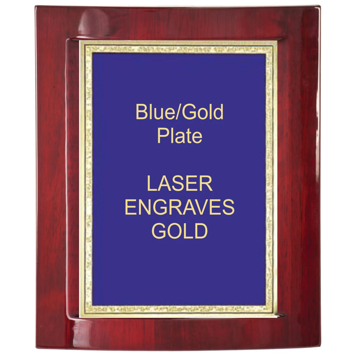 8-1/2" x 10" Rosewood Piano Finish Eclipse Plaque with a Blue Florentine Plate 1