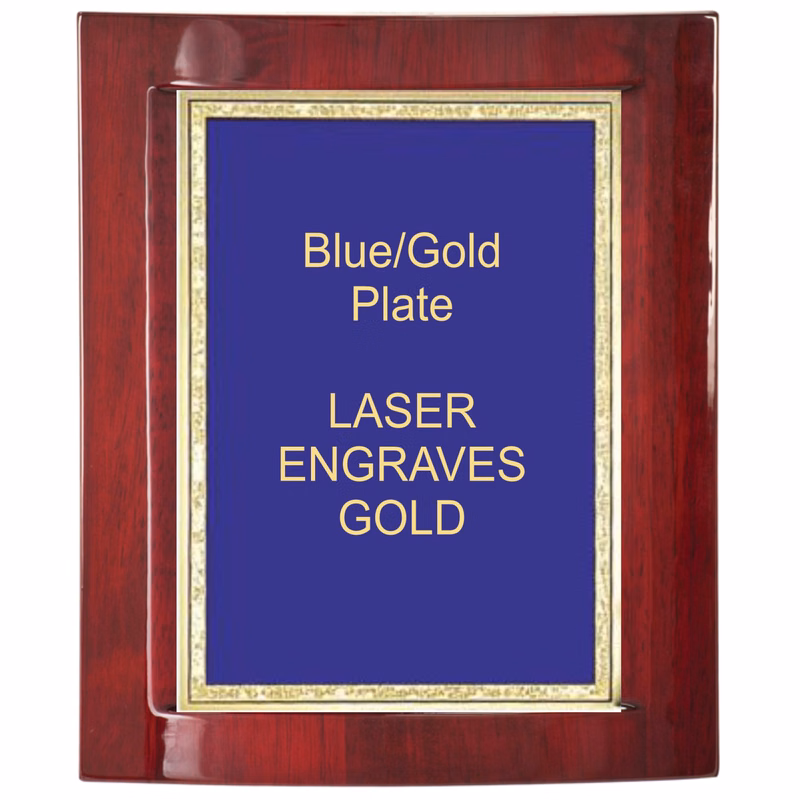 8-1/2" x 10" Rosewood Piano Finish Eclipse Plaque with a Blue Florentine Plate