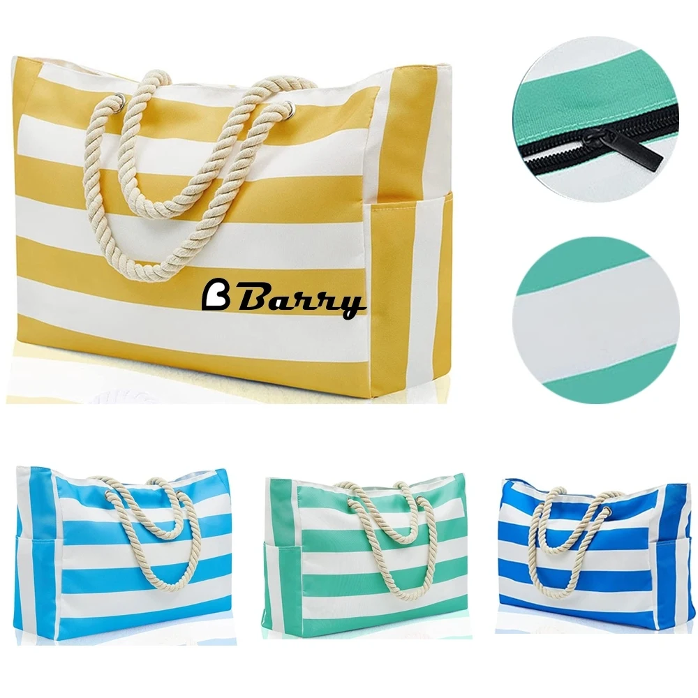 Cotton Portable Beach Bag, custom tote bag with logo imprint 1