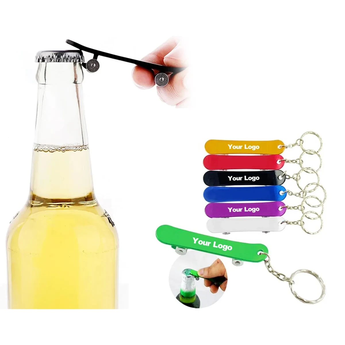 Skateboard Shape Bottle Opener w/ Key Chain 1