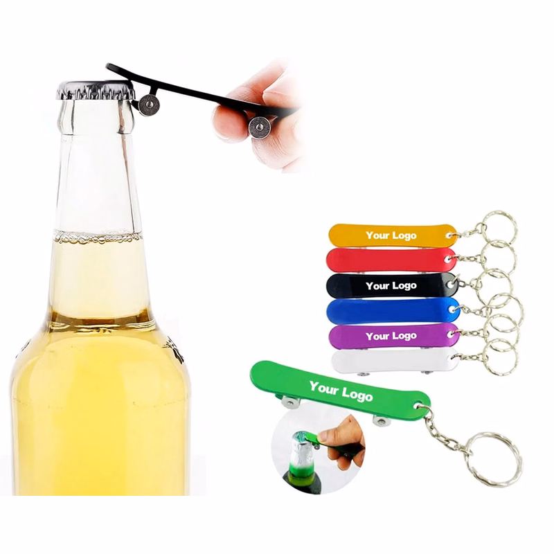 Skateboard Shape Bottle Opener w/ Key Chain