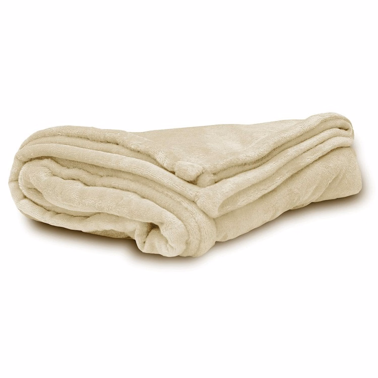 Ivory Faux Micro Mink Throw Blanket