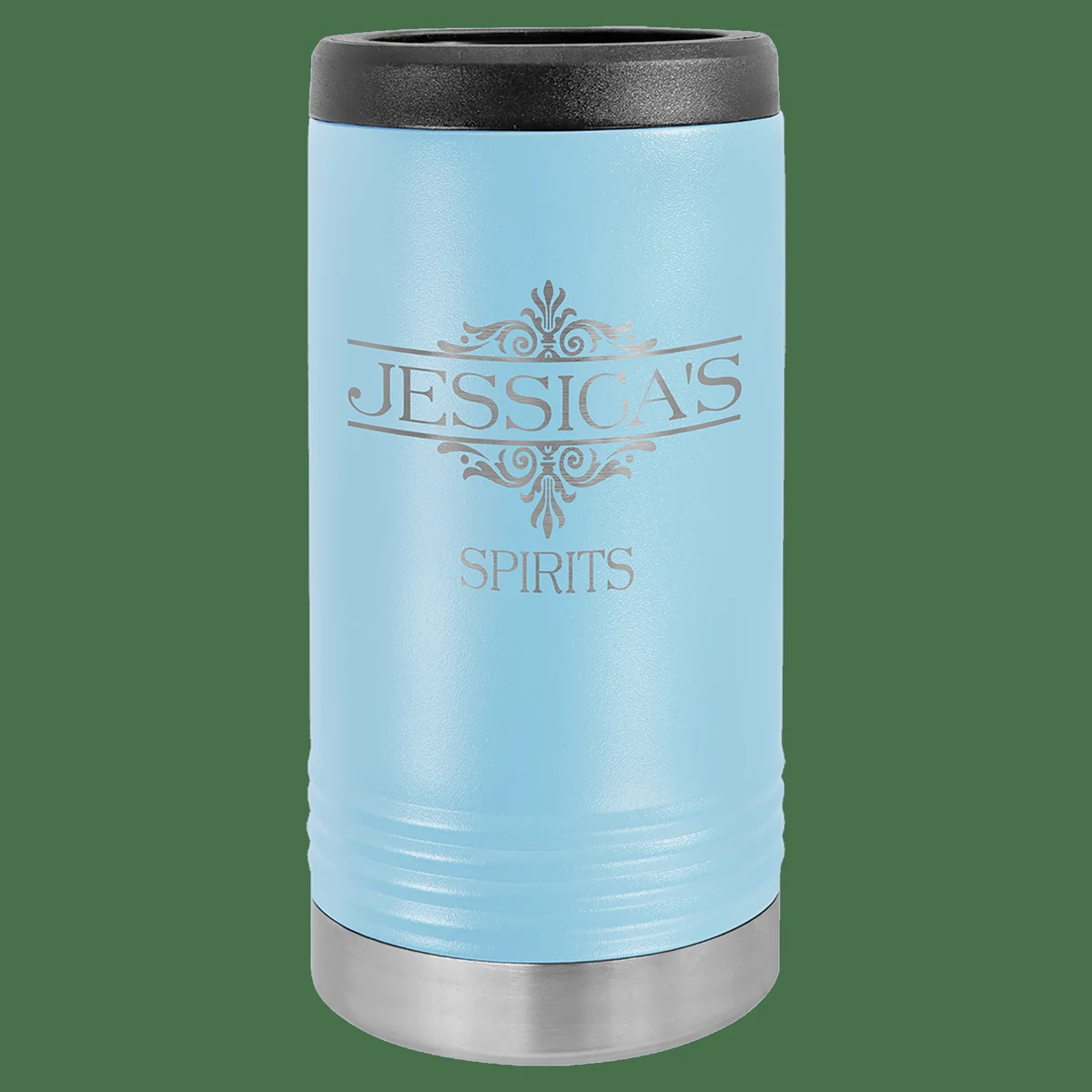 Light Blue Laser Engraved Polar Camel Slim Beverage Holder 1